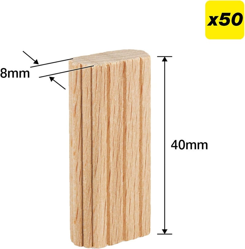 Trend 50pcs Beech Wood Dominos 8 x 40mm for Festool Domino Machine, 5/16 Inch x 1 9/16 Inches Loose Tenons for Woodworking Joinery and Furniture Framing, TEN/8X40/50 - Image 2